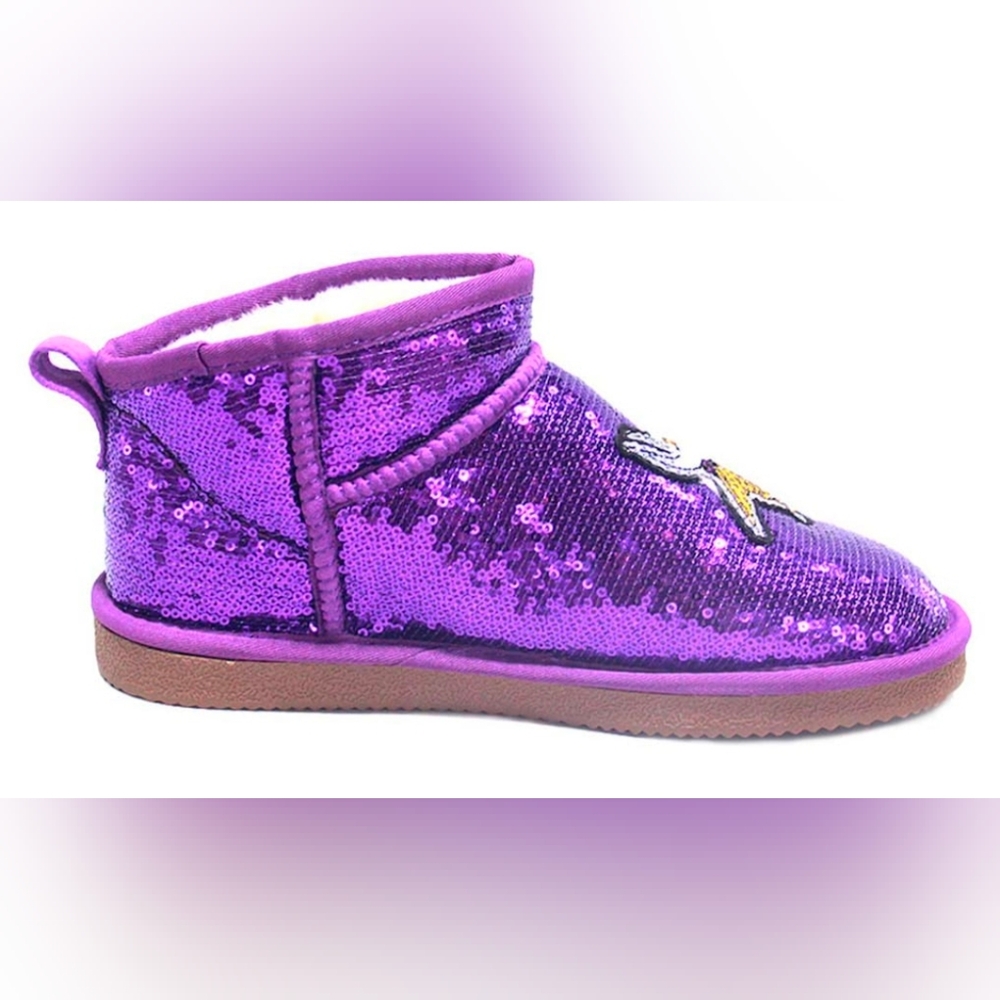 Women's Purple Minnesota Vikings Sequin Ankle Boots Size 10 NFL New With Box - Picture 2 of 8